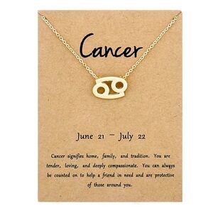 CANCER Zodiac Symbol Gold Necklace